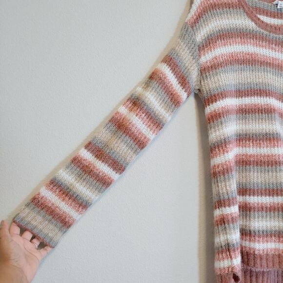 Tribal Jeans Women's Wool Alpaca Long Sleeves Striped Sweater Sz L Soft Cozy - Picture 2 of 8